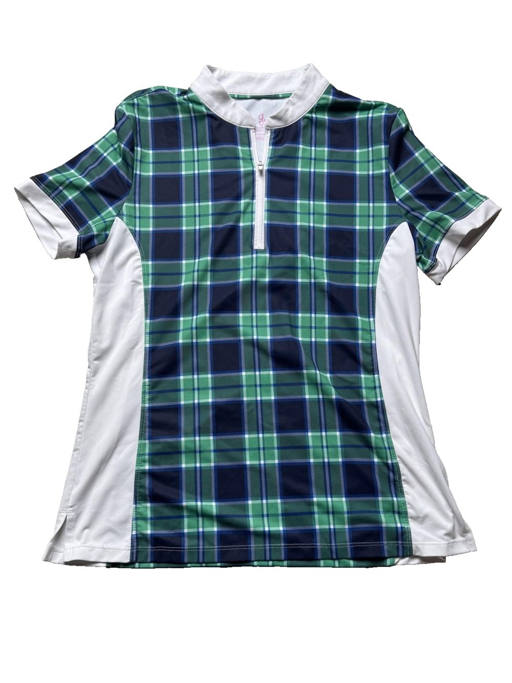 Lillie Green Shirt Womens Small Blue Green Plaid Short Sleeve Golf Athletic Top